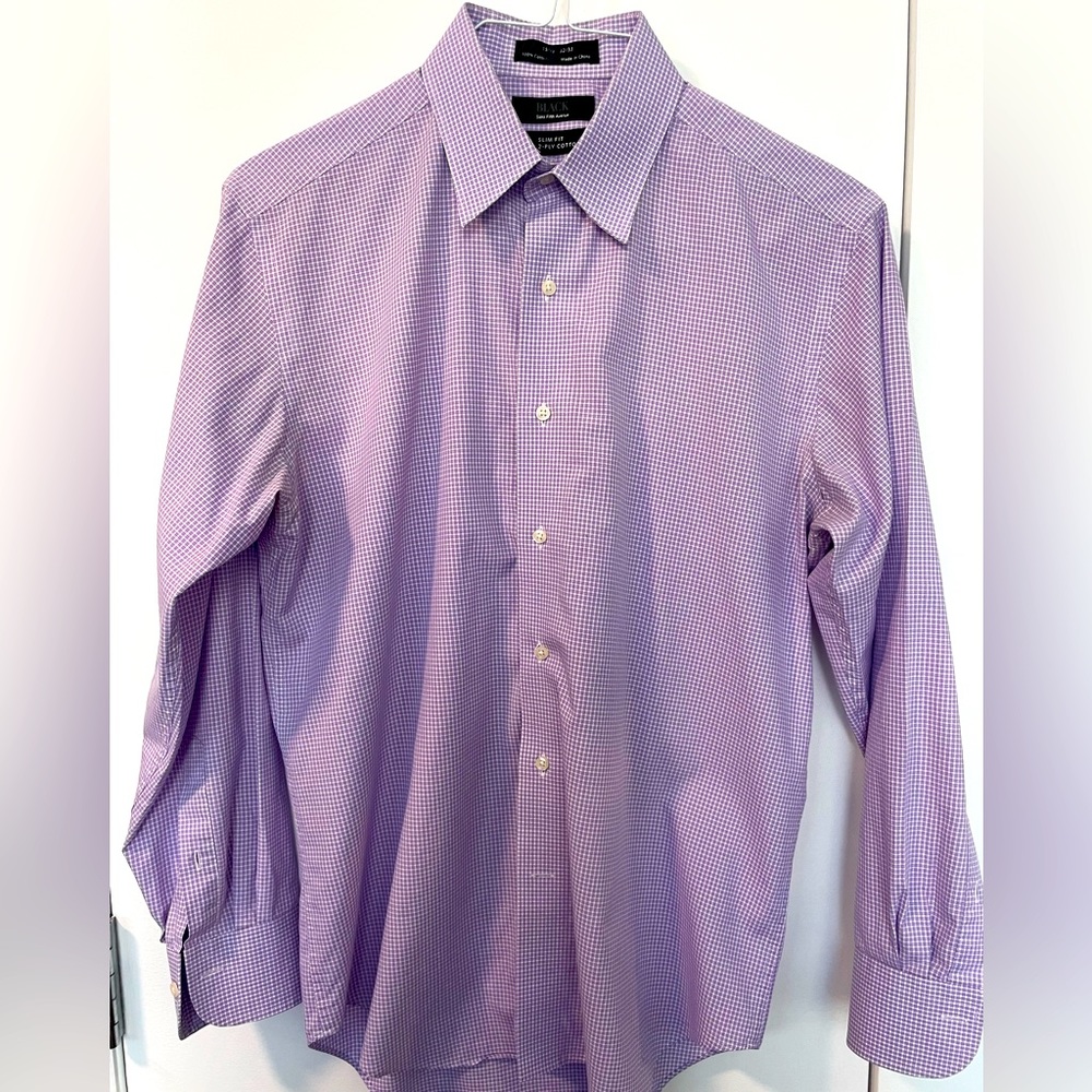Black Saks Fifth Ave shirt, 15.5, long sleeves, buttons down, slim fit, pre-own